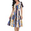 imageVOTEPRETTY Womens Short Sleeve V Neck Sundress Summer Casual Button Floral Dress with PocketsFloral04