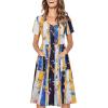 imageVOTEPRETTY Womens Short Sleeve V Neck Sundress Summer Casual Button Floral Dress with PocketsFloral04