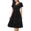 imageVOTEPRETTY Womens Short Sleeve V Neck Sundress Summer Casual Button Floral Dress with PocketsFloral07