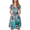 imageVOTEPRETTY Womens Short Sleeve V Neck Sundress Summer Casual Button Floral Dress with PocketsFloral12