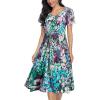 imageVOTEPRETTY Womens Short Sleeve V Neck Sundress Summer Casual Button Floral Dress with PocketsFloral12