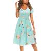 imageVOTEPRETTY Womens Short Sleeve V Neck Sundress Summer Casual Button Floral Dress with PocketsFloral19