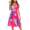imageVOTEPRETTY Womens Short Sleeve V Neck Sundress Summer Casual Button Floral Dress with PocketsFloral20