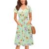 imageVOTEPRETTY Womens Short Sleeve V Neck Sundress Summer Casual Button Floral Dress with PocketsFloral25