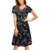 imageVOTEPRETTY Womens Short Sleeve V Neck Sundress Summer Casual Button Floral Dress with PocketsFloral26