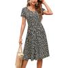 imageVOTEPRETTY Womens Short Sleeve V Neck Sundress Summer Casual Button Floral Dress with PocketsFloral28