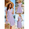 imageVOTEPRETTY Womens Short Sleeve V Neck Sundress Summer Casual Button Floral Dress with PocketsFloral37