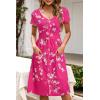 imageVOTEPRETTY Womens Short Sleeve V Neck Sundress Summer Casual Button Floral Dress with PocketsFloral40