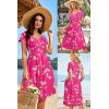 imageVOTEPRETTY Womens Short Sleeve V Neck Sundress Summer Casual Button Floral Dress with PocketsFloral40