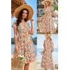 imageVOTEPRETTY Womens Short Sleeve V Neck Sundress Summer Casual Button Floral Dress with PocketsFloral41