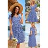 imageVOTEPRETTY Womens Short Sleeve V Neck Sundress Summer Casual Button Floral Dress with PocketsFloral42