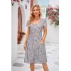 imageVOTEPRETTY Womens Short Sleeve V Neck Sundress Summer Casual Button Floral Dress with PocketsFloral43
