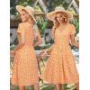 imageVOTEPRETTY Womens Short Sleeve V Neck Sundress Summer Casual Button Floral Dress with PocketsFloral44