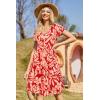 imageVOTEPRETTY Womens Short Sleeve V Neck Sundress Summer Casual Button Floral Dress with PocketsRed Floral Yellow
