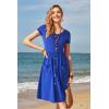 imageVOTEPRETTY Womens Short Sleeve V Neck Sundress Summer Casual Button Floral Dress with PocketsRoyal Blue