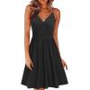 imageVOTEPRETTY Womens V Neck Floral Spaghetti Strap Sundress Casual Summer Party Swing Dress with PocketBlack