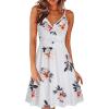 imageVOTEPRETTY Womens V Neck Floral Spaghetti Strap Sundress Casual Summer Party Swing Dress with PocketFloral01
