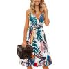 imageVOTEPRETTY Womens V Neck Floral Spaghetti Strap Sundress Casual Summer Party Swing Dress with PocketFloral11