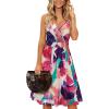 imageVOTEPRETTY Womens V Neck Floral Spaghetti Strap Sundress Casual Summer Party Swing Dress with PocketFloral16