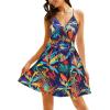 imageVOTEPRETTY Womens V Neck Floral Spaghetti Strap Sundress Casual Summer Party Swing Dress with PocketFloral22