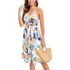 imageVOTEPRETTY Womens V Neck Floral Spaghetti Strap Sundress Casual Summer Party Swing Dress with PocketFloral24