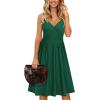 imageVOTEPRETTY Womens V Neck Floral Spaghetti Strap Sundress Casual Summer Party Swing Dress with PocketGreen