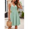 imageVOTEPRETTY Womens V Neck Floral Spaghetti Strap Sundress Casual Summer Party Swing Dress with PocketGreen02