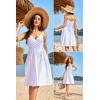 imageVOTEPRETTY Womens V Neck Floral Spaghetti Strap Sundress Casual Summer Party Swing Dress with PocketWhite