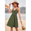 imageVOTEPRETTY Womens VNeck Spaghetti Strap Dress Summer Casual Swing Sundress with PocketsArmy Green