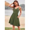 imageVOTEPRETTY Womens VNeck Spaghetti Strap Dress Summer Casual Swing Sundress with PocketsArmy Green