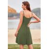imageVOTEPRETTY Womens VNeck Spaghetti Strap Dress Summer Casual Swing Sundress with PocketsArmy Green