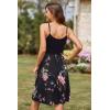 imageVOTEPRETTY Womens VNeck Spaghetti Strap Dress Summer Casual Swing Sundress with PocketsBlack Floral Red