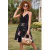 imageVOTEPRETTY Womens VNeck Spaghetti Strap Dress Summer Casual Swing Sundress with PocketsBlack Floral Red