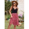 imageVOTEPRETTY Womens VNeck Spaghetti Strap Dress Summer Casual Swing Sundress with PocketsBlack Floral White