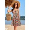 imageVOTEPRETTY Womens VNeck Spaghetti Strap Dress Summer Casual Swing Sundress with PocketsBlue Floral Yellow