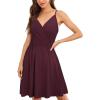 imageVOTEPRETTY Womens VNeck Spaghetti Strap Dress Summer Casual Swing Sundress with PocketsDark Red