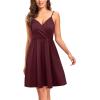 imageVOTEPRETTY Womens VNeck Spaghetti Strap Dress Summer Casual Swing Sundress with PocketsDark Red