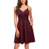 imageVOTEPRETTY Womens VNeck Spaghetti Strap Dress Summer Casual Swing Sundress with PocketsDark Red