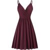 imageVOTEPRETTY Womens VNeck Spaghetti Strap Dress Summer Casual Swing Sundress with PocketsDark Red