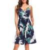 imageVOTEPRETTY Womens VNeck Spaghetti Strap Dress Summer Casual Swing Sundress with PocketsFloral01