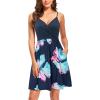 imageVOTEPRETTY Womens VNeck Spaghetti Strap Dress Summer Casual Swing Sundress with PocketsFlorala
