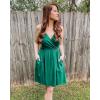 imageVOTEPRETTY Womens VNeck Spaghetti Strap Dress Summer Casual Swing Sundress with PocketsGreen