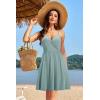 imageVOTEPRETTY Womens VNeck Spaghetti Strap Dress Summer Casual Swing Sundress with PocketsGrey Green