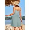 imageVOTEPRETTY Womens VNeck Spaghetti Strap Dress Summer Casual Swing Sundress with PocketsGrey Green