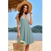imageVOTEPRETTY Womens VNeck Spaghetti Strap Dress Summer Casual Swing Sundress with PocketsGrey Green