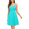 imageVOTEPRETTY Womens VNeck Spaghetti Strap Dress Summer Casual Swing Sundress with PocketsLight Green