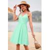 imageVOTEPRETTY Womens VNeck Spaghetti Strap Dress Summer Casual Swing Sundress with PocketsLight Green2