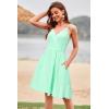 imageVOTEPRETTY Womens VNeck Spaghetti Strap Dress Summer Casual Swing Sundress with PocketsLight Green2