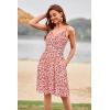 imageVOTEPRETTY Womens VNeck Spaghetti Strap Dress Summer Casual Swing Sundress with PocketsLittle Red Floral