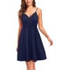 imageVOTEPRETTY Womens VNeck Spaghetti Strap Dress Summer Casual Swing Sundress with PocketsNavy